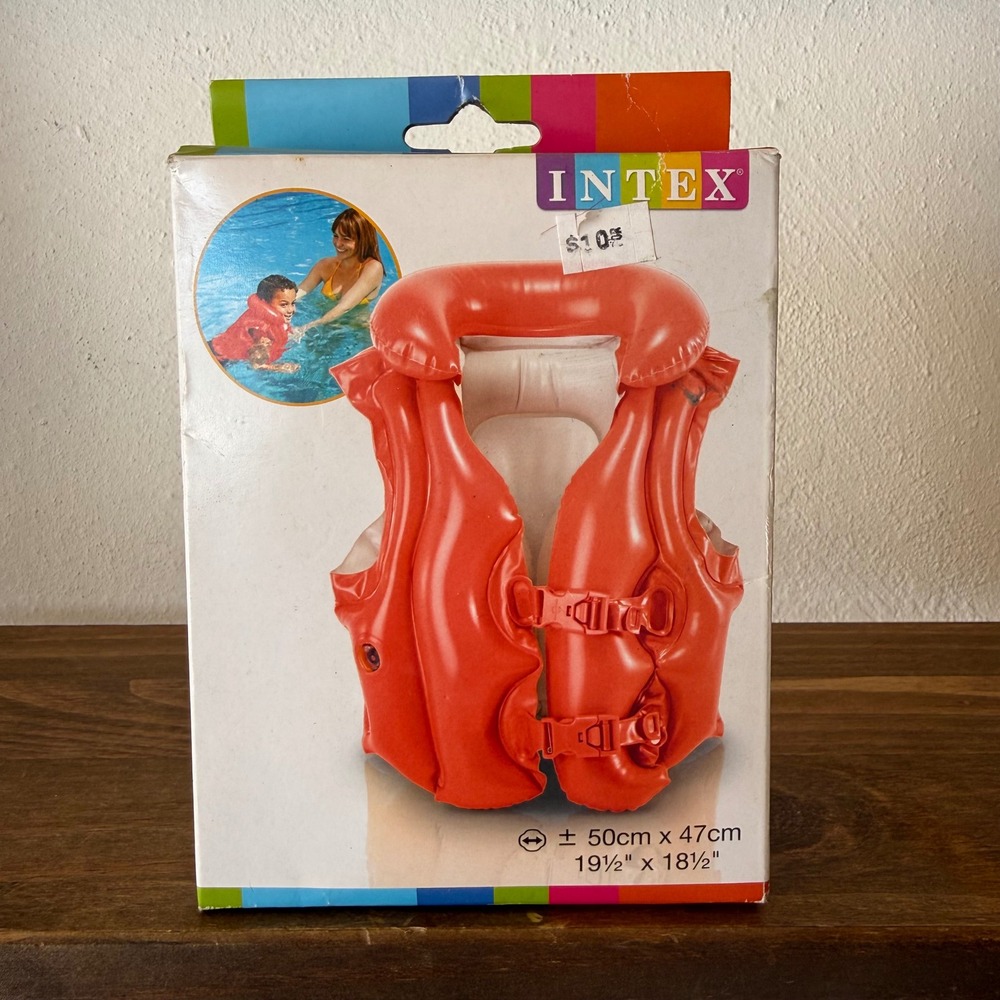 Intex Deluxe Inflatable Swim Vest 58671NP Orange Kids 3-6 Adjustable Buckles